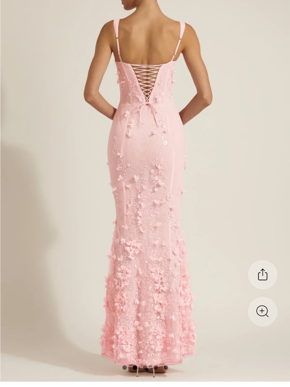 Oh Polly Blush Pink 3D Floral Lace-Up Maxi Dress